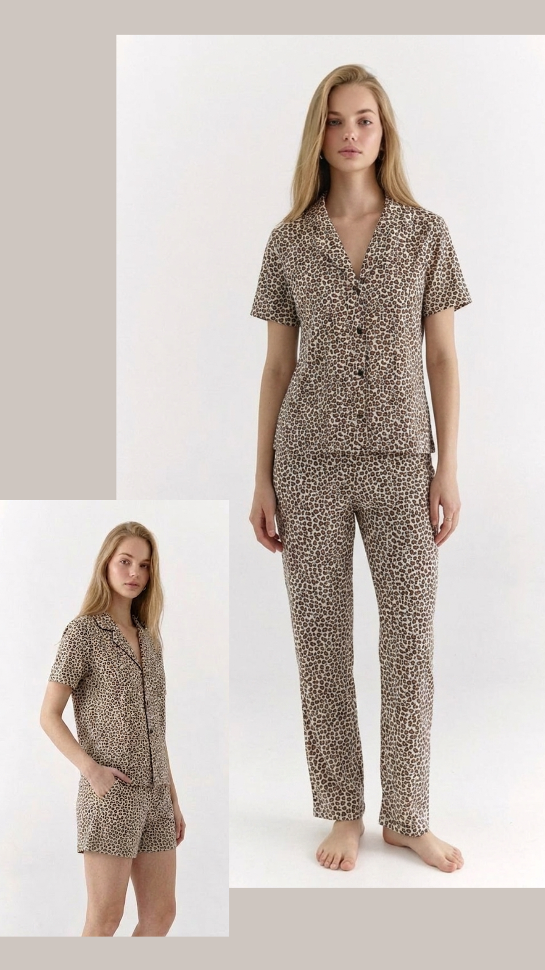 Leopard Print 3pcs Cotton PJ set