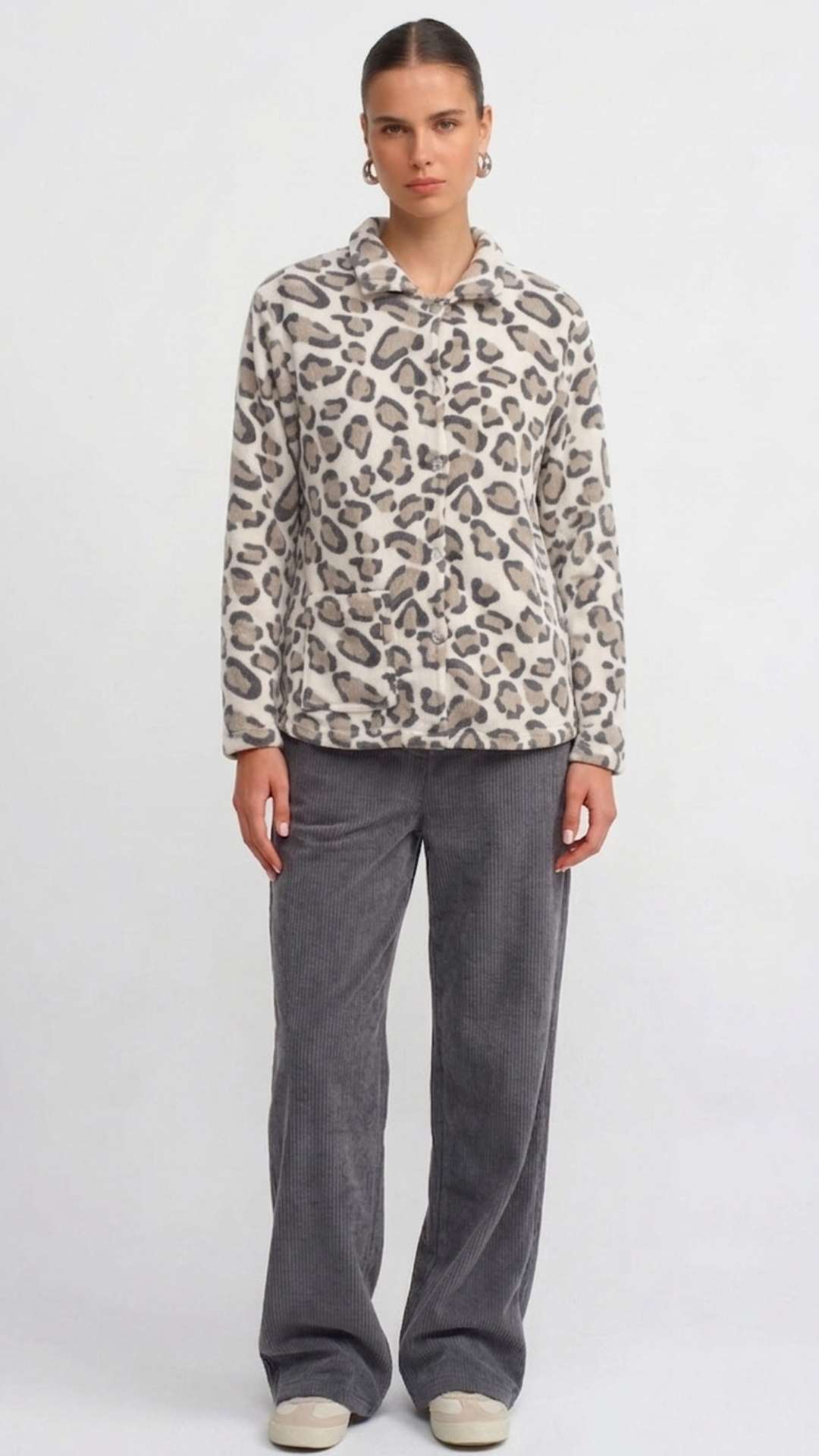Leopard Print Soft Fleece Pyjama Set