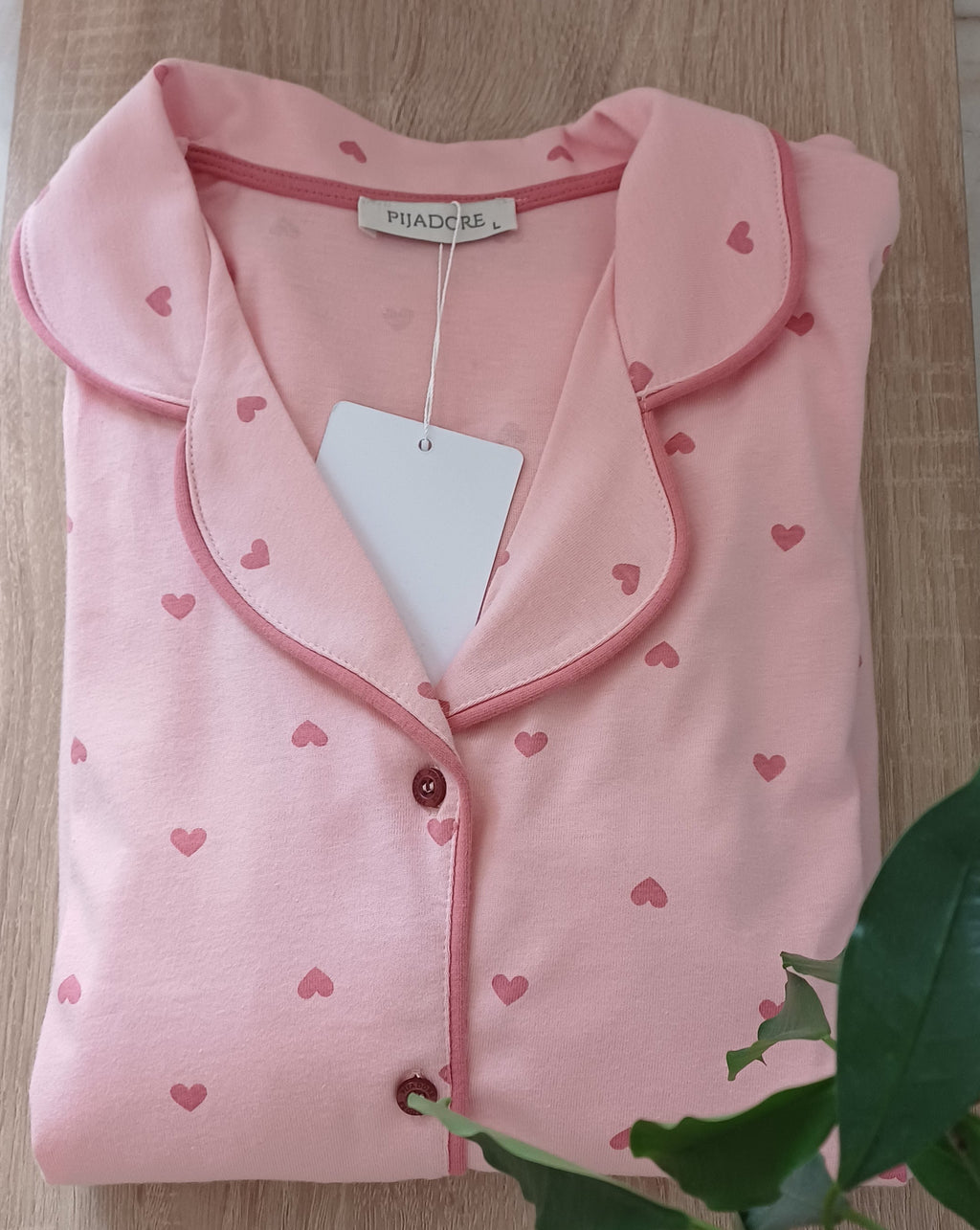 L'Amour" Cotton Long-Sleeve PJ Set – Pastel Pink