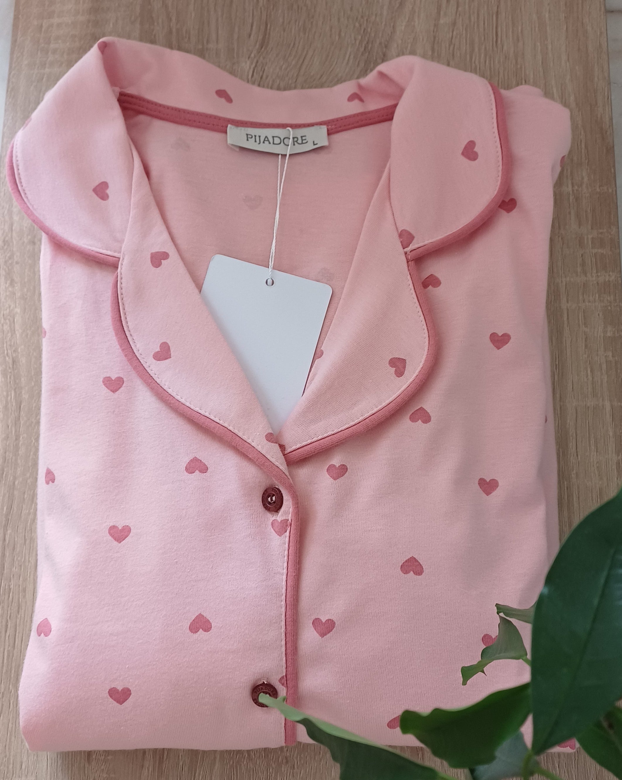L'Amour" Cotton Long-Sleeve PJ Set – Pastel Pink