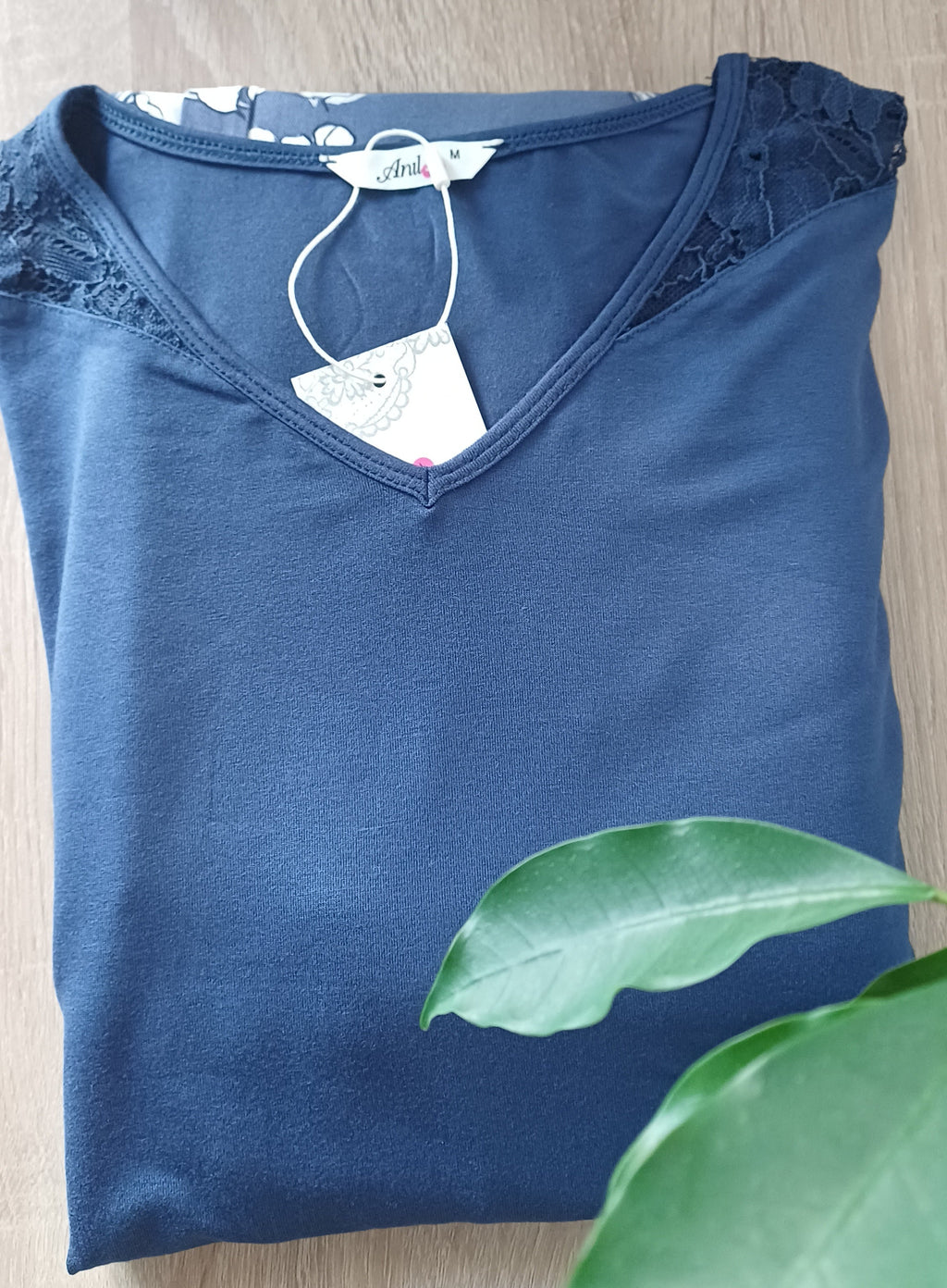Midnight Flora Lace-Trim Cotton Pajama Set
