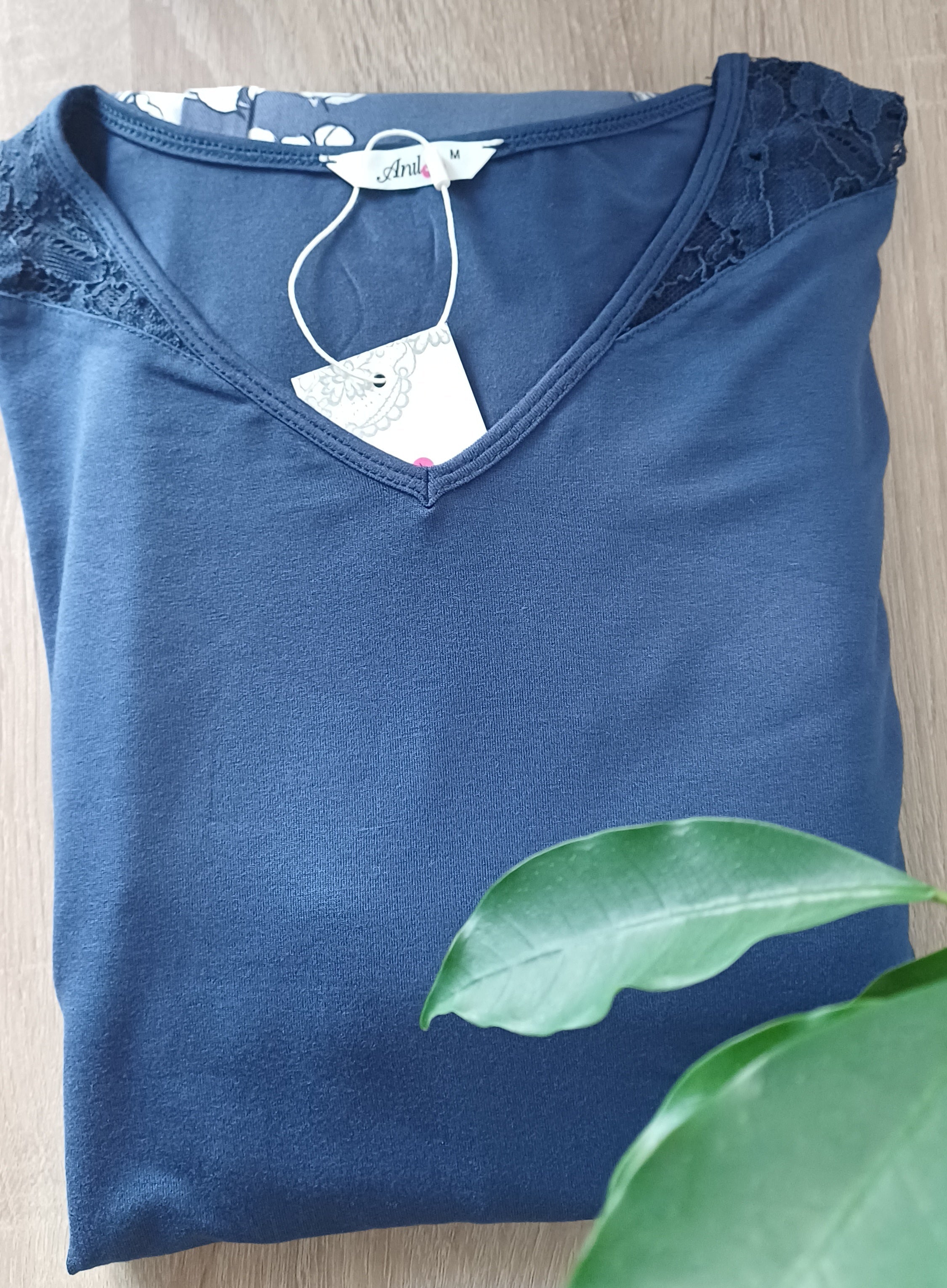 Midnight Flora Lace-Trim Cotton Pajama Set