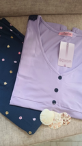 Lilac & Navy Floral Cotton Pajama Set