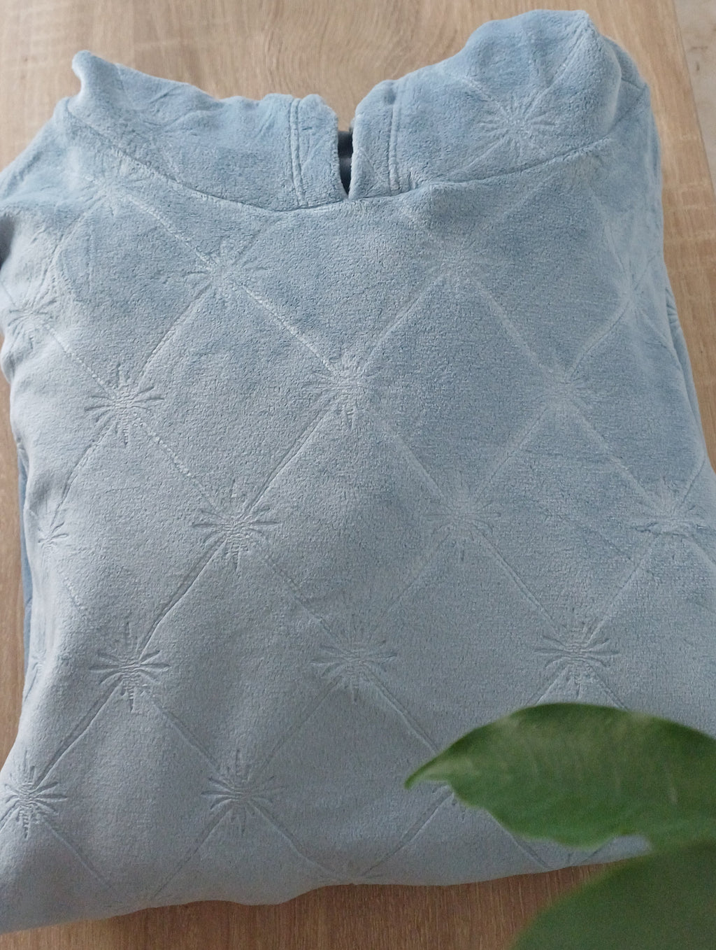 Dusty Blue Velvet Lined Hooded Loungewear Set