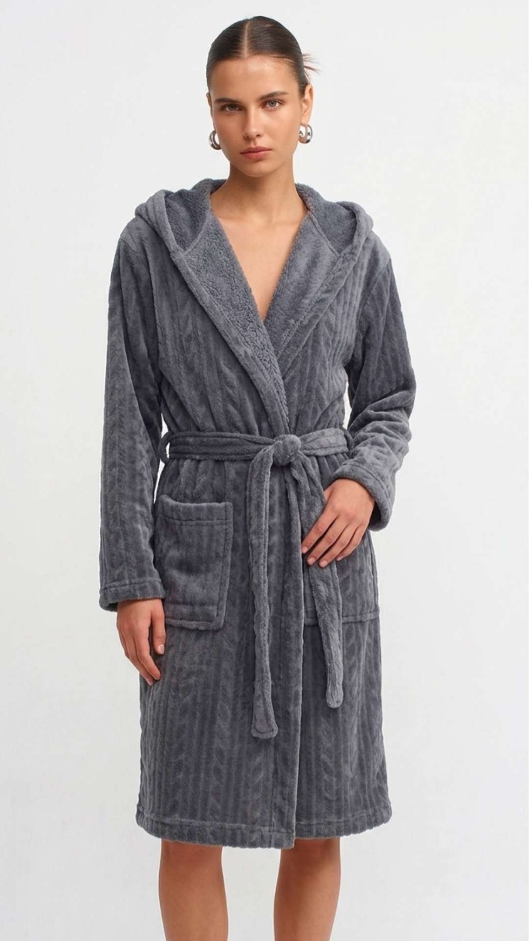 Dark Grey Soft Wool Robe