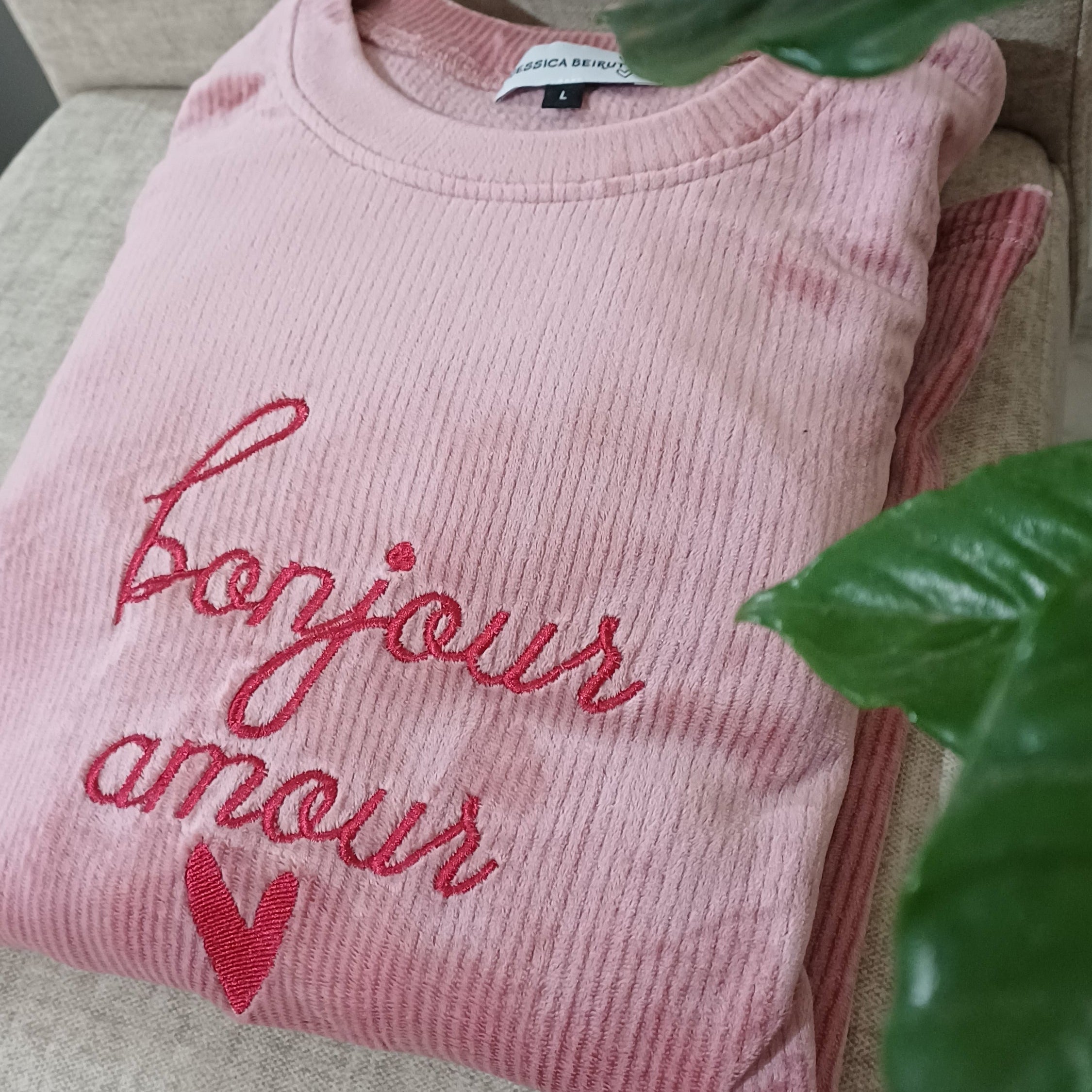 "Bonjour Amour" Velvet Pyjama set