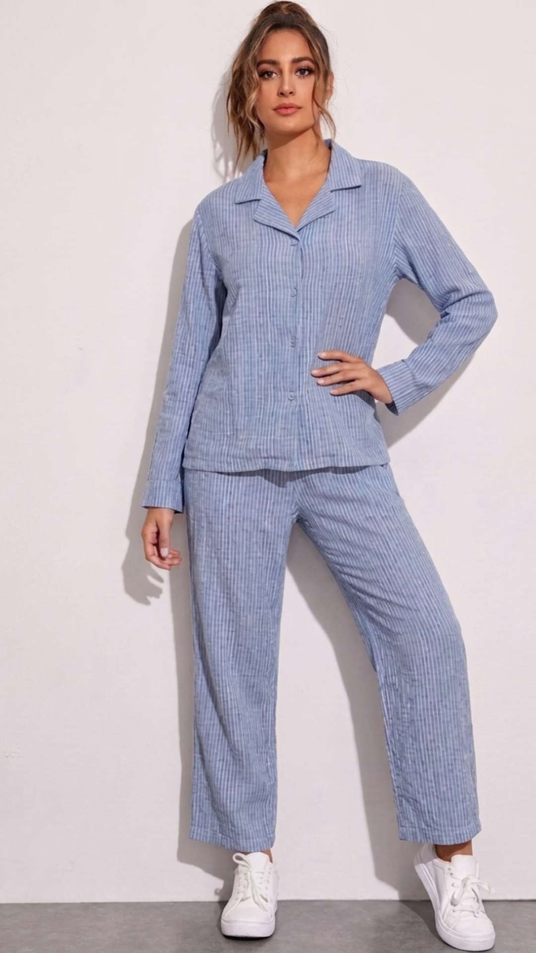 PopJ. Stripped Linen Blue Set