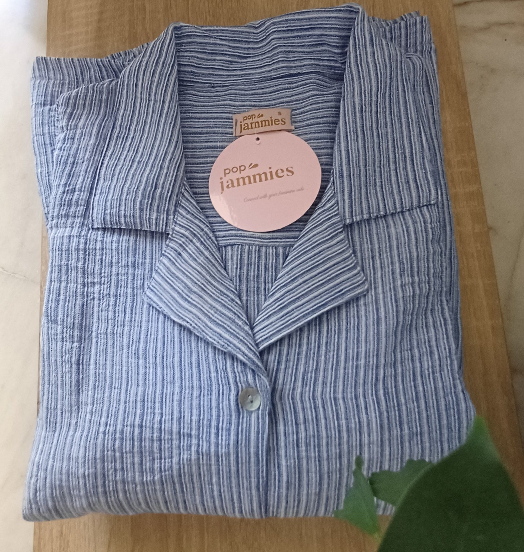 PopJ. Stripped Linen Blue Set