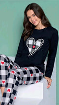 Midnight Heart Plaid Cotton Pyjama Set