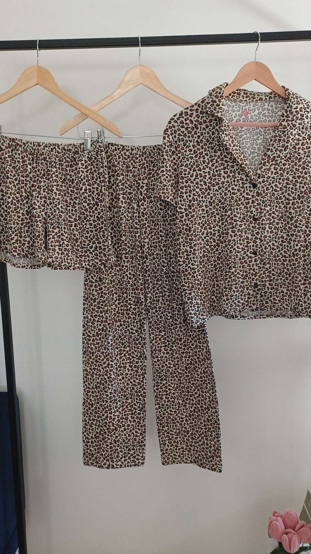 Leopard Print 3pcs Cotton PJ set