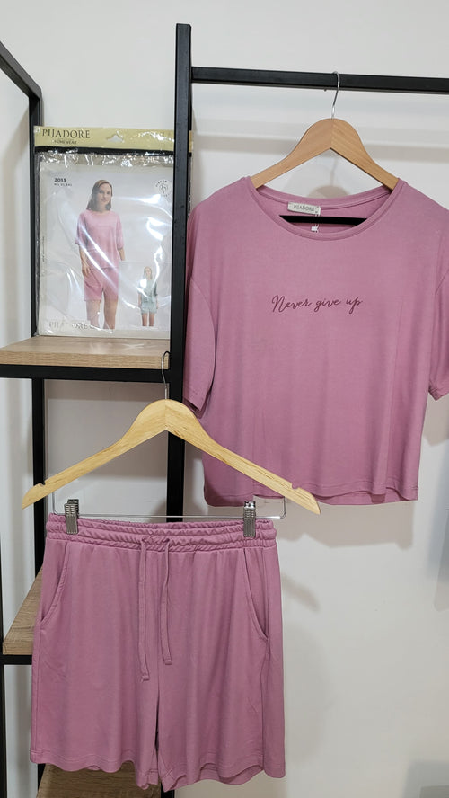 "Never Give Up" Ribbed Lounge Set