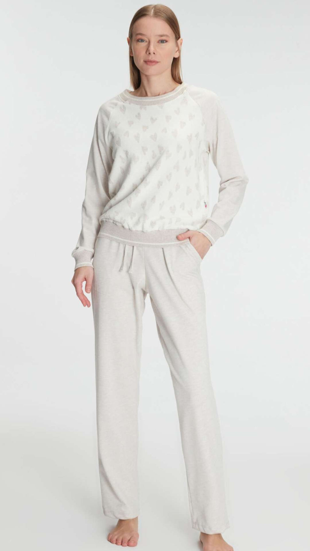Cloud-Soft Heart Print Loungewear set
