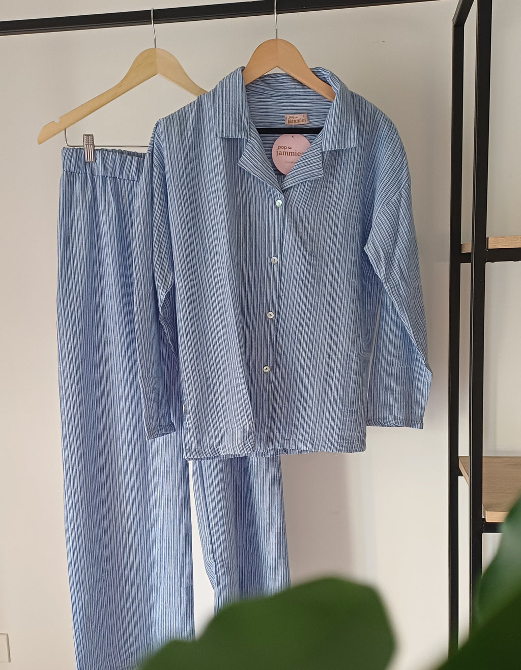 PopJ. Stripped Linen Blue Set