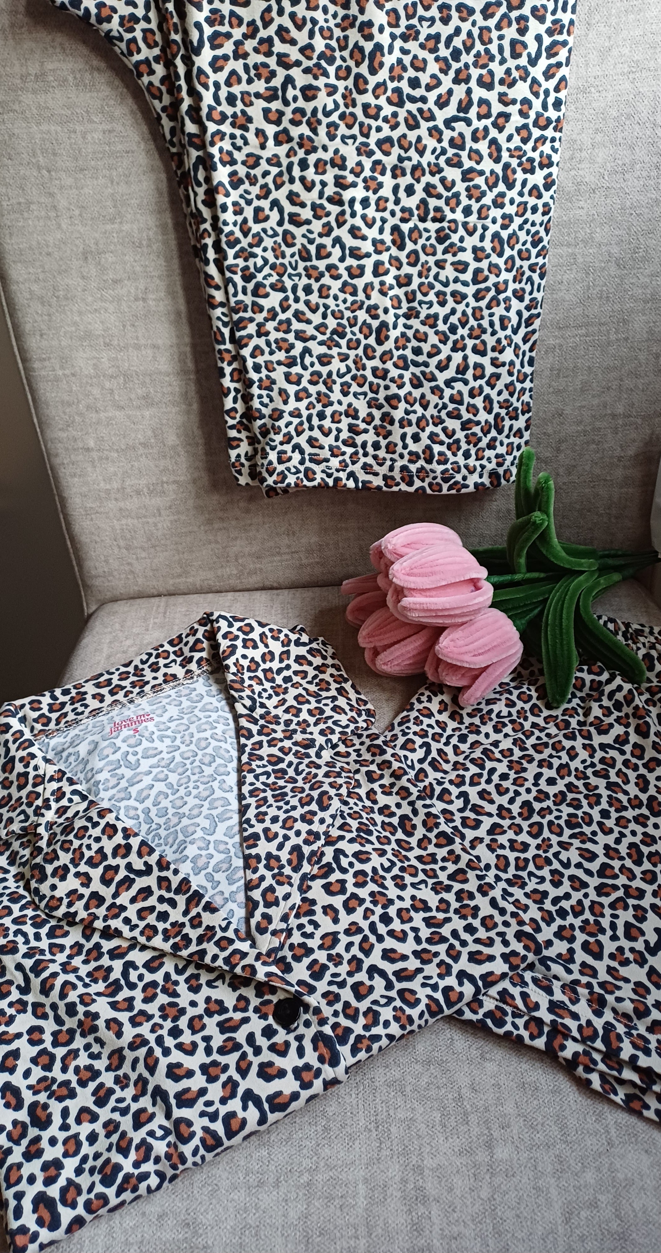 Leopard Print 3pcs Cotton PJ set