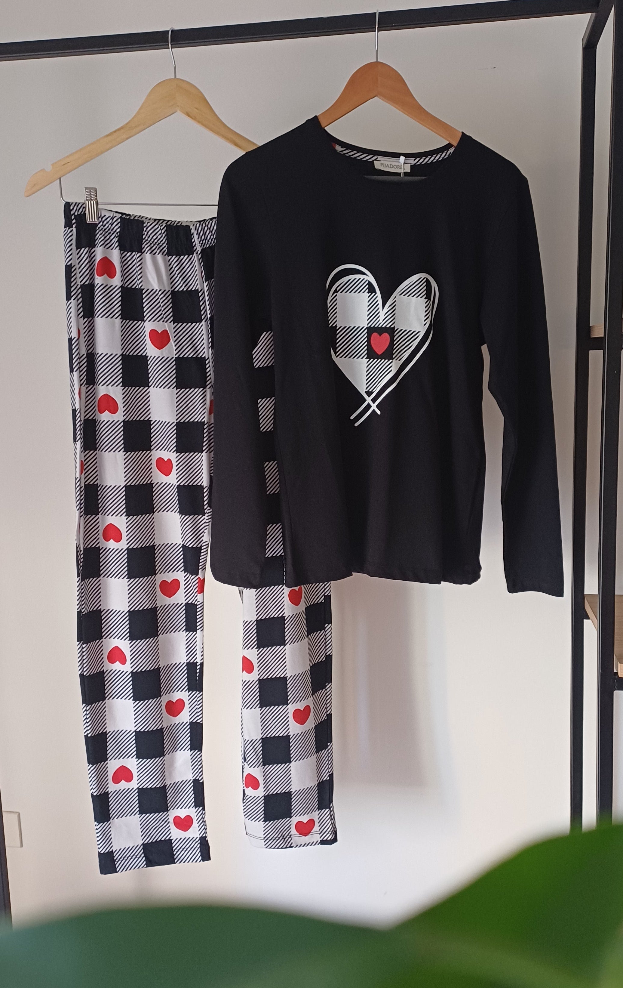 Midnight Heart Plaid Cotton Pyjama Set